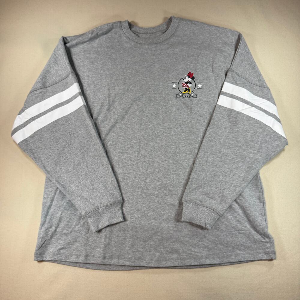 Disney Minnie Mouse Women 2XL Gray Graphic Long Sleeve Shirt NWT